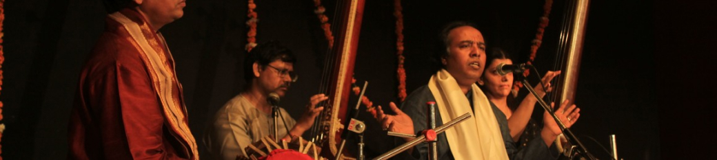 Musicians performing at a LearnQuest Baithak concert